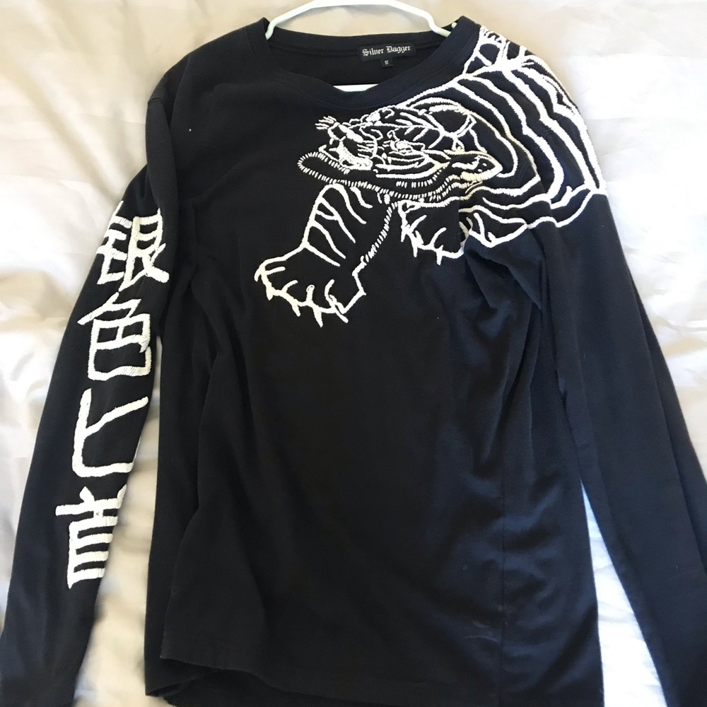 Black embroidered tiger longsleeve